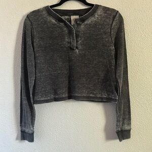 Self Esteem Gray Polo Collar Crop Hoodie